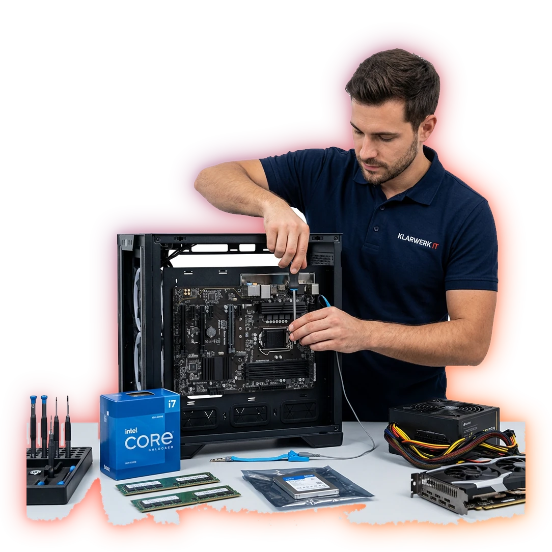 Klarwerk IT baut einen Desktop-PC im Workshop zusammen
