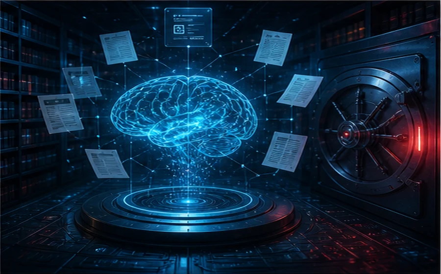 KI-Bibliothek mit sicherem Wissensspeicher und vernetzten Dokumenten