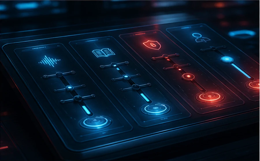 KI-Profil mit Tonfall, Wissen und Sicherheitsgrenzen als Premium-Control-Panel