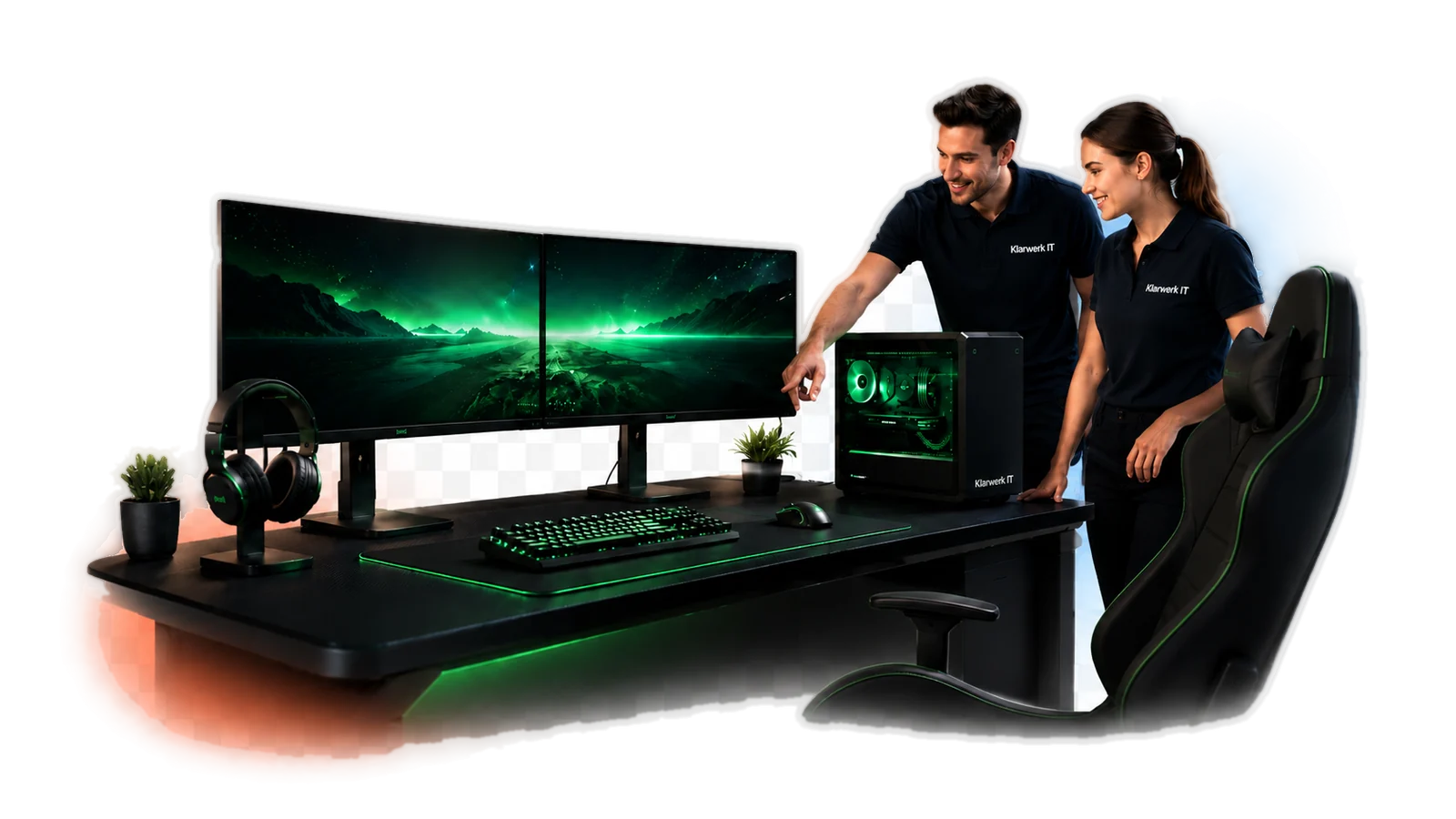 Aufgeraeumter Gaming-PC-Arbeitsplatz fuer Aufruestung und Performance-Check