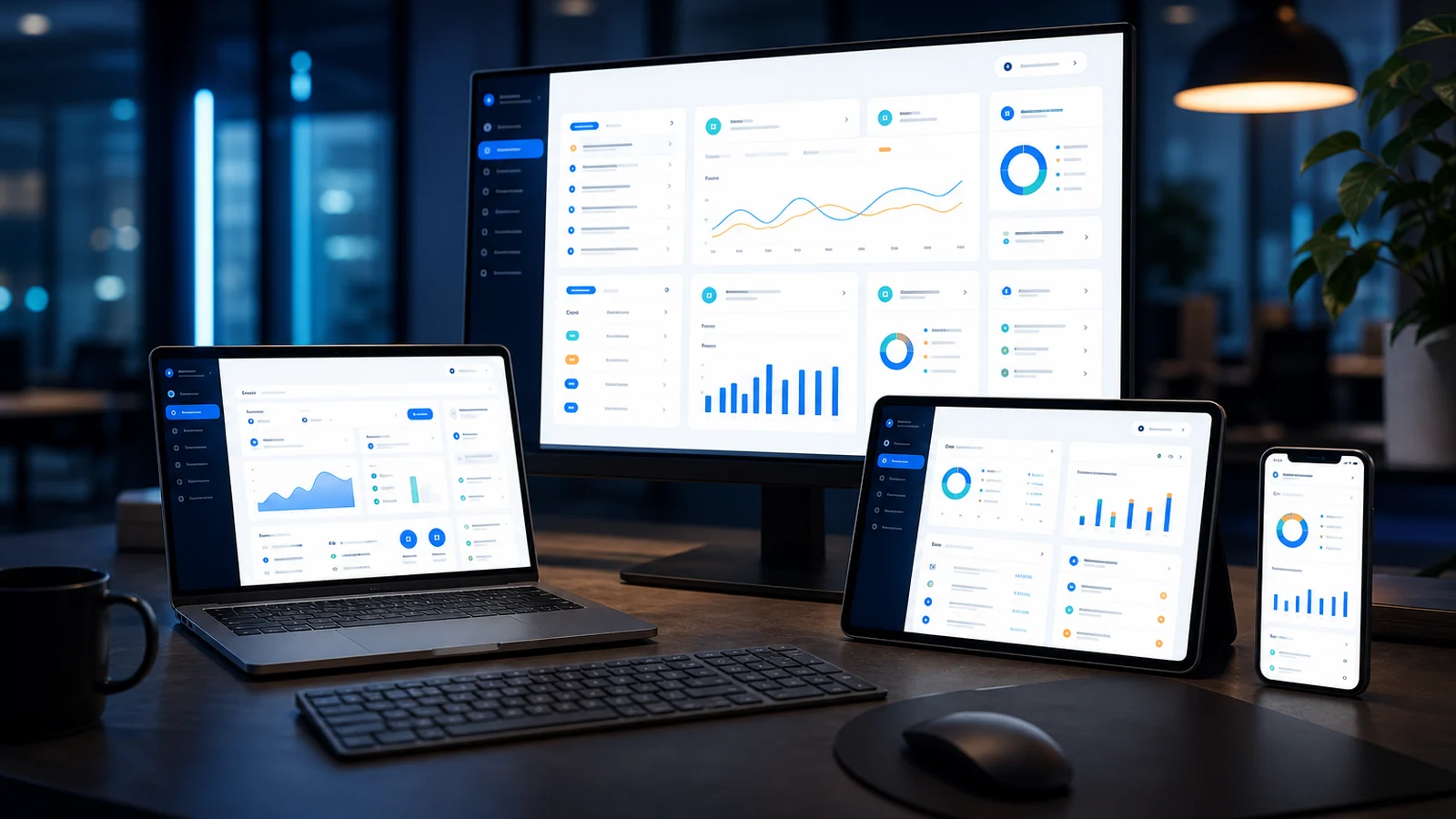 Professionelles Portal- und Dashboard-System auf mehreren Geräten
